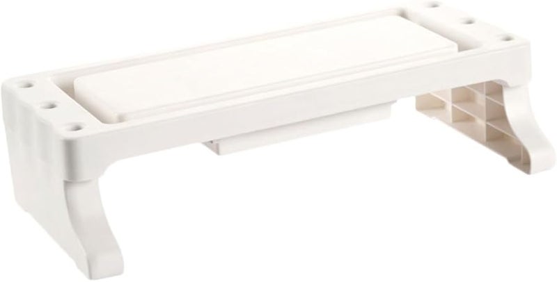 White Monitor Riser Stand Multifunctional Elevated Shelf Storage Desk for Home Office - Image 1